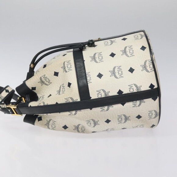 MCM Vicetos Logogram Shoulder Bag PVC Leather White Auth 114486 - Picture 4 of 16